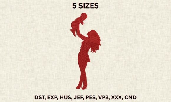 Download Mom Lifting Baby Embroidery File - Baby embroidery Collection